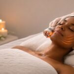 Radiofrequência facial em clínica de estética com atmosfera acolhedora